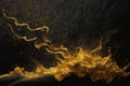 Abstract magic gold dust background over black. Beautiful golden art widescreen background Royalty Free Stock Photo