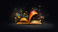 Abstract Magic opened colourful book illustration