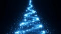 Sparkling Blue Christmas Tree on Dark Background Royalty Free Stock Photo