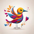 abstract magical flower paper bird vector.