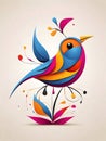 abstract magical flower paper bird vector.