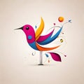 abstract magical flower paper bird vector.