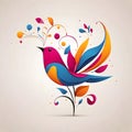 abstract magical flower paper bird vector.