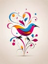 abstract magical flower paper bird vector.