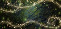 Abstract and magical image of Firefly flying in the night forest Royalty Free Stock Photo