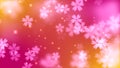 Abstract Magical Pink Orange Blurry Focus Flying Sakura Flower Shape Particles With Stars Light