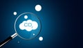 Abstract, magnifying glass and carbon dioxide concept, air, environment, global warming, search and protect the earth from