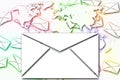 Abstract Mail communication on World Map background.