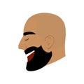 Abstract male portrait, face side view. The face of a smiling bald man with a beard in profile Royalty Free Stock Photo