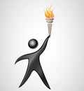 Abstract man silhouette with burning torch Royalty Free Stock Photo