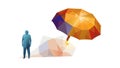 Abstract Man Under Polygonal Umbrella Landscape Vector, vector design Generative AI Royalty Free Stock Photo
