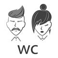 Abstract man and woman face with stylish hairstyles Minimalistic Art design,couple hipster style vector Template