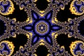 Abstract mandala background with circular ornament in blue and yellow color on black background Royalty Free Stock Photo