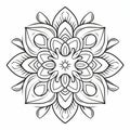 Abstract Mandala Coloring Page With Fluid Simplicity And Indian Motifs