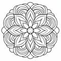 Abstract Mandala Coloring Page With Swirls - Clean Coloring Book Line Art