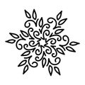 Abstract mandala ornament. Snowflake pattern. Black and white authentic background. Vector illustration. Royalty Free Stock Photo