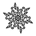 Abstract mandala ornament. Snowflake pattern. Black and white authentic background. Vector illustration. Royalty Free Stock Photo