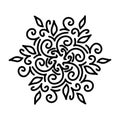 Abstract mandala ornament. Snowflake pattern. Black and white authentic background. Vector illustration. Royalty Free Stock Photo
