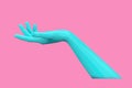 Abstract Mannequin Open Blue Hand in Duotone Style. 3d Rendering