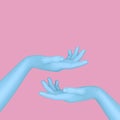 Abstract Mannequin Open Blue Hand in Duotone Style. 3d Rendering