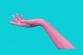 Abstract Mannequin Open Pink Hand in Duotone Style. 3d Rendering