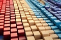 Abstract wood cubes as crowd, systematic, high competition concept