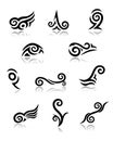 Abstract Maori Koru Tattoo Elements with Reflectio