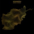 Abstract map of Afghanistan - vector illustartion of striped gold colored map