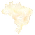 abstract map of Brazil - vector illustration of striped gold colored map Royalty Free Stock Photo