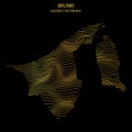 Abstract map of Brunei - vector illustartion of striped gold colored map