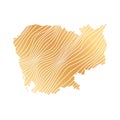 abstract map of Cambodia - vector illustration of striped gold colored map Royalty Free Stock Photo