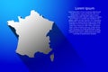 Abstract map of France with long shadow on blue background vector illustration