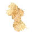 abstract map of Guyana - vector illustration of striped gold colored map Royalty Free Stock Photo