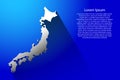 Abstract map of Japan with long shadow on blue background illustration