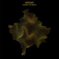 Abstract map of Kosovo - vector illustartion of striped gold colored map