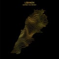 Abstract map of Lebanon - vector illustartion of striped gold colored map