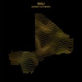 Abstract map of Mali - vector illustartion of striped gold colored map