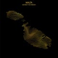 Abstract map of Malta - vector illustartion of striped gold colored map