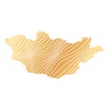 abstract map of Mongolia - vector illustration of striped gold colored map