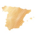 abstract map of Spain - vector illustration of striped gold colored map Royalty Free Stock Photo