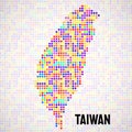 Abstract map of Taiwan, colorful pixels. Vector