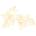 abstract map of Tajikistan - vector illustration of striped gold colored map