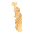 abstract map of Togo - vector illustration of striped gold colored map