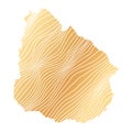 abstract map of Uruguay - vector illustration of striped gold colored map Royalty Free Stock Photo