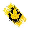 Abstract maple leaf. Colorful yellow autumn leaf. Vector illustration flat design.