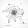 Abstract maple leaf with microprocessor inside isolated on white background Royalty Free Stock Photo