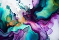 Abstract Marble Alcohol Ink Watercolor Violet Blue Green Watercolor Background Royalty Free Stock Photo