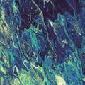 Abstract marble, liquid paint mixing texture background in blue and green color Royalty Free Stock Photo