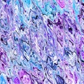 Abstract marble, liquid paint mixing texture background in blue and violet color Royalty Free Stock Photo