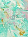 Abstract marble pastel pale blue mint green pink gold color paint background. Royalty Free Stock Photo